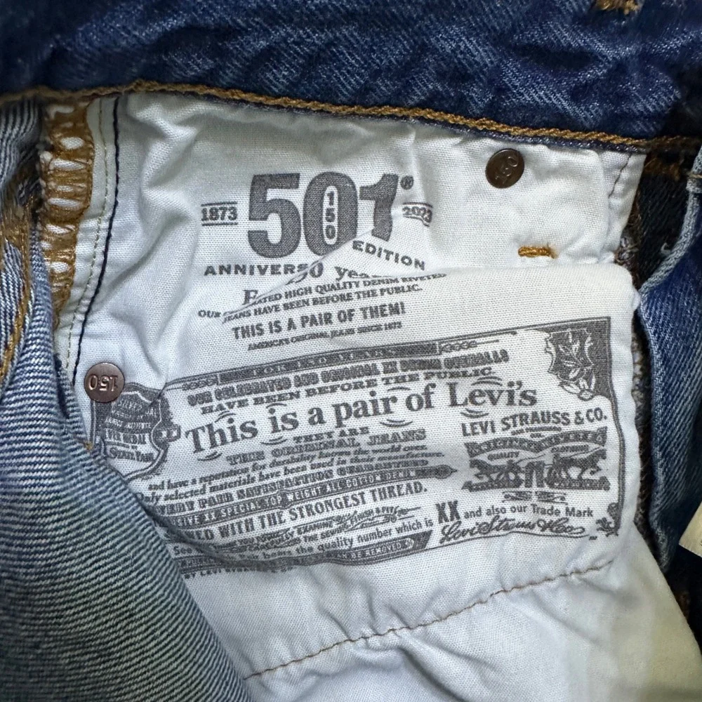 Levi's 501 150th Anniversary Selvedge Jeans Womens 23 x 32 Distressed Button Fly